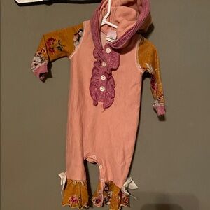 Floral Pink and Gold Kids Romper